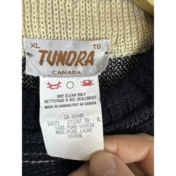 Vintage Tundra Canada 100% Virgin Wool Nordic Skier Sweater XL Black Winter Knit - Picture 3 of 5